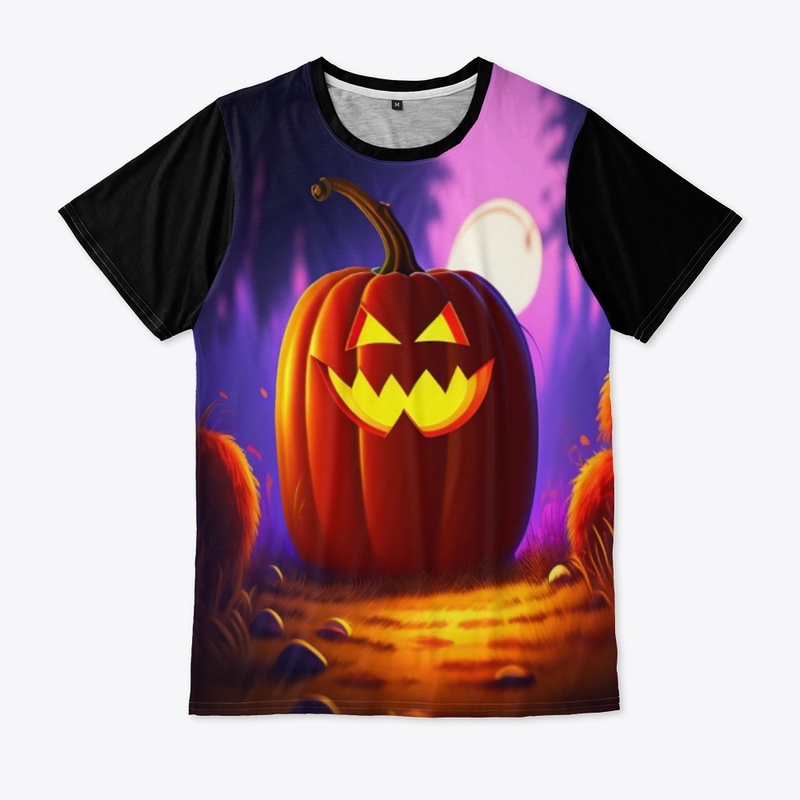 Pumpkin-adorned half sleeve t-shirt