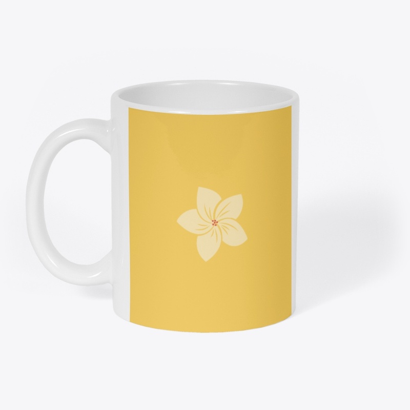Pink Flower on Yellow Background