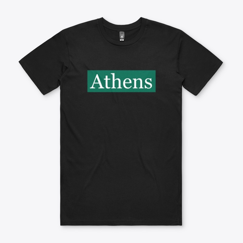 Athens Written in White on Green