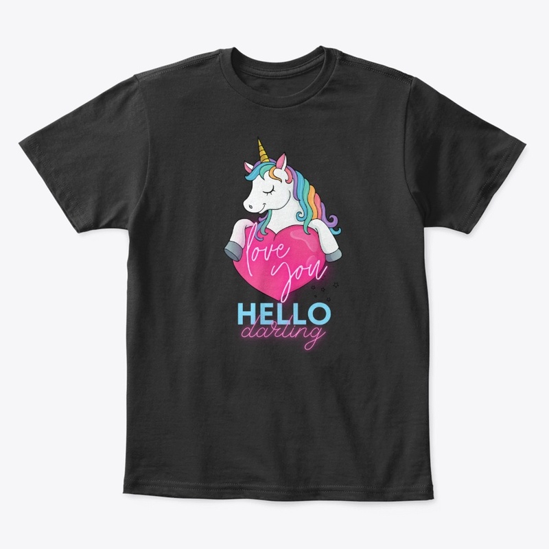 Cute Unicorn hugging a pink heart