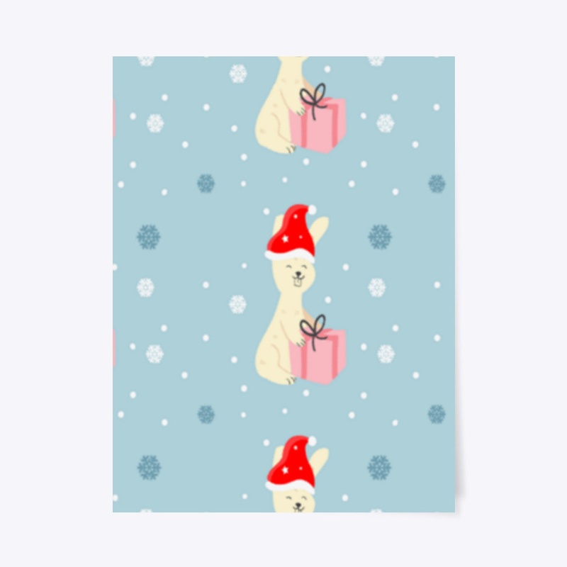 Cute Christmas bunny on blue