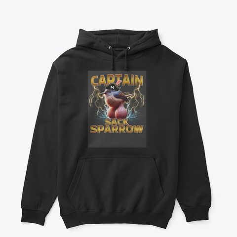 Captain Sack Sparrow Funny  Black T-Shirt Front