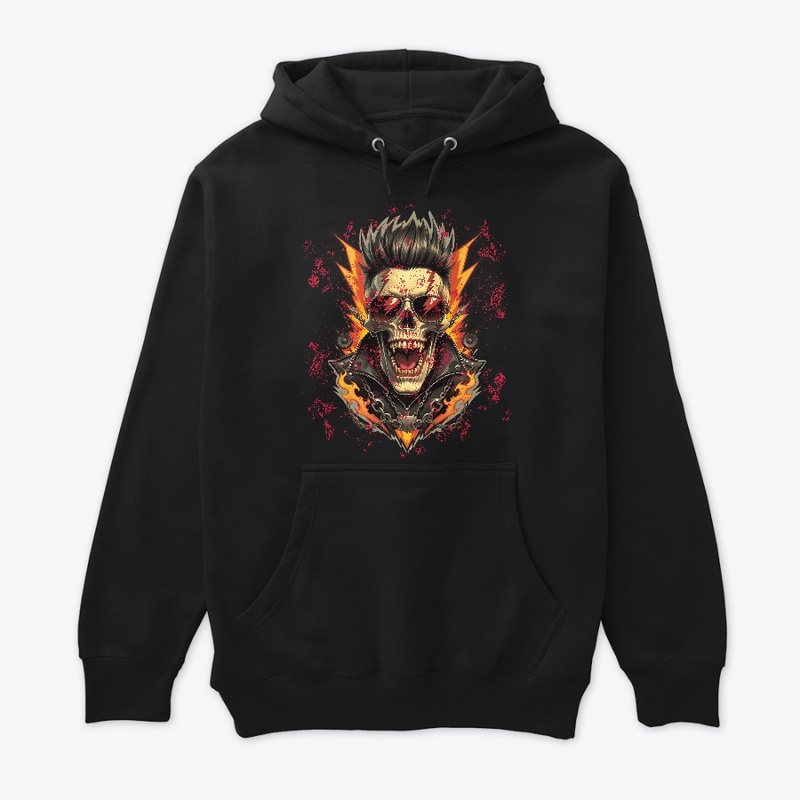 Flaming Screaming Punk Skull Mohawk
