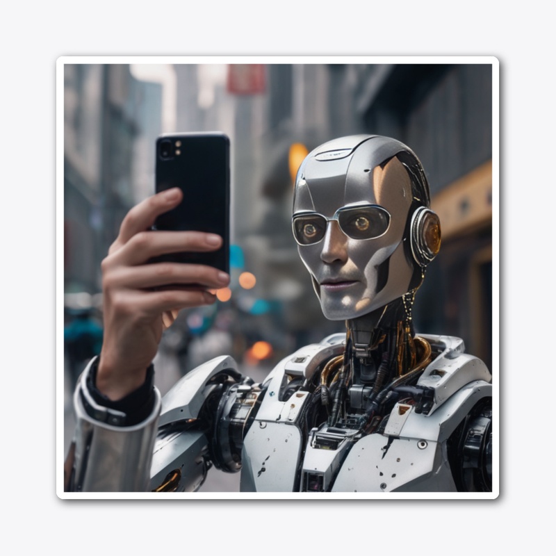 A robot with a mobile phone