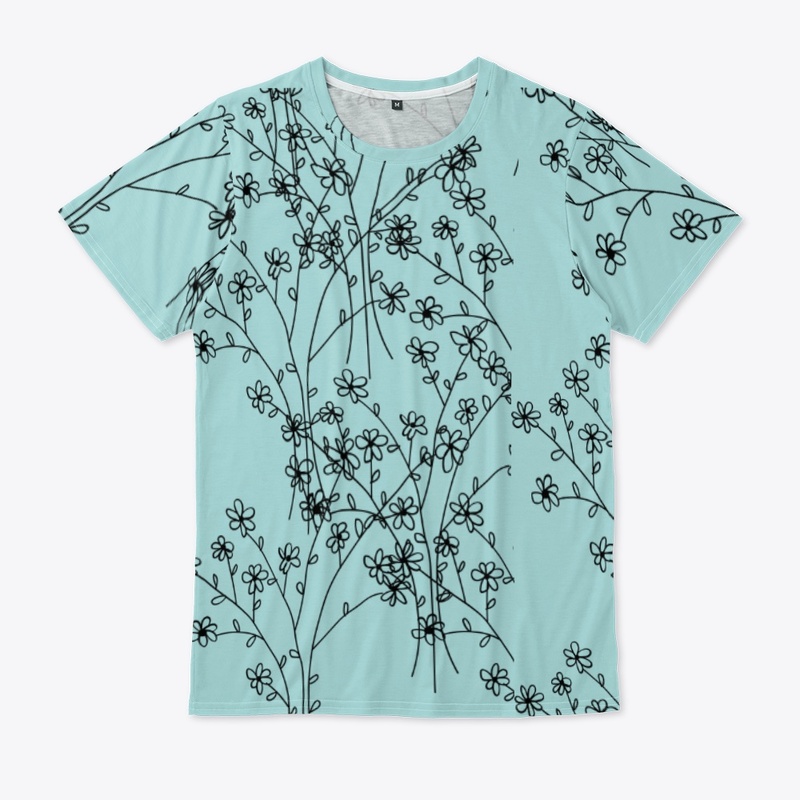 Men's overall print Tee -  light blue