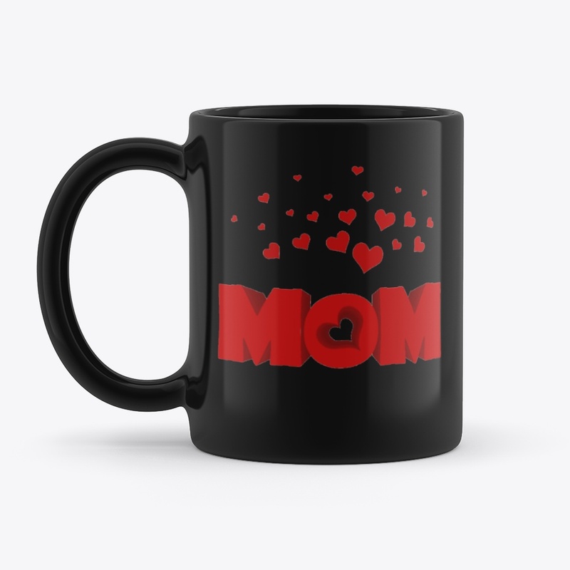 Red hearts with mom design tee