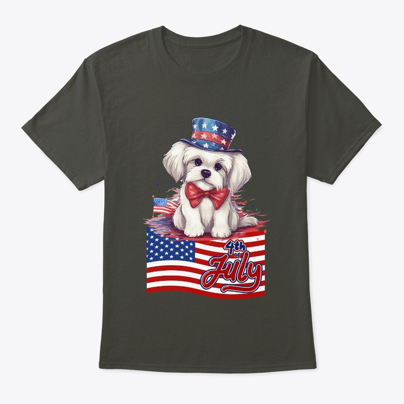 Cute Dog July 4th American Flag T shirt