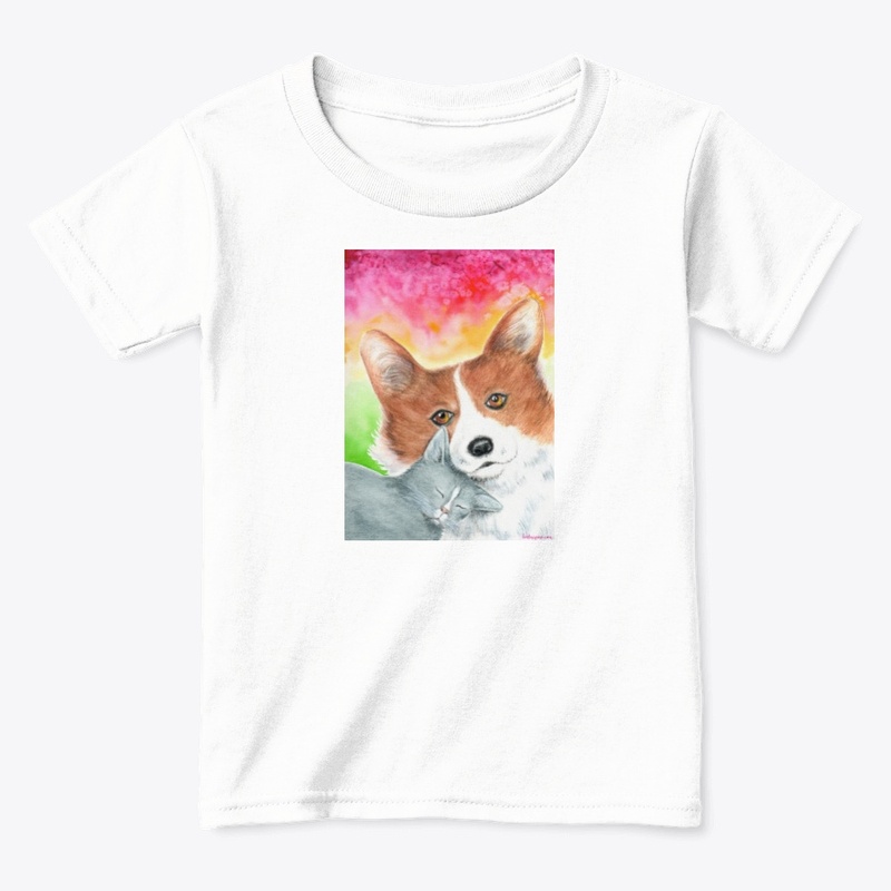 Corgi Dog and Cat Toddler Tee