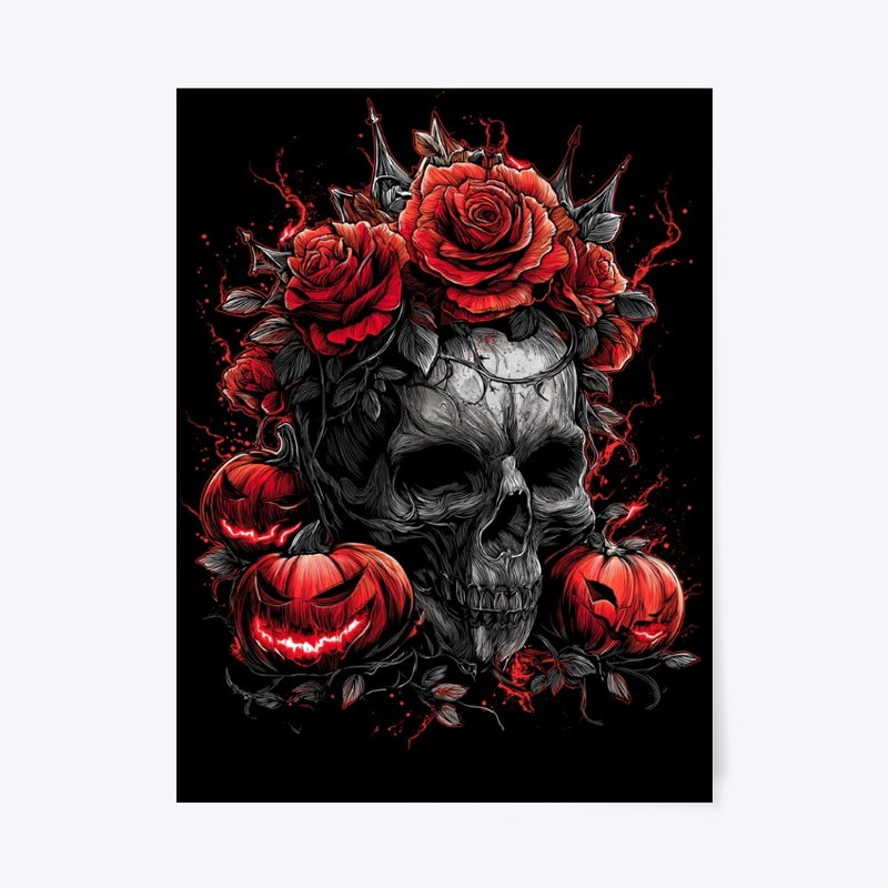 Gothic Rose Crown Skull