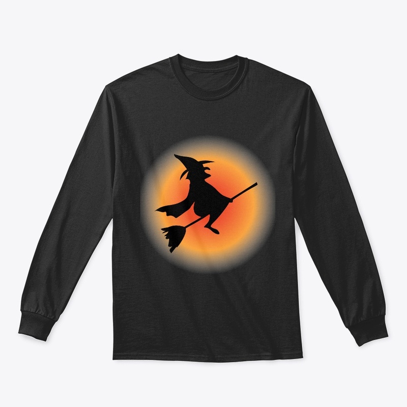 Halloween flying Witch with her broom.