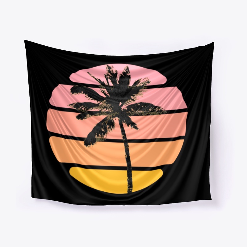 Tropical Palm Tree Black and Pink