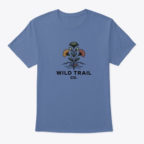 Floral Wild Trail  Denim Blue T-Shirt Front
