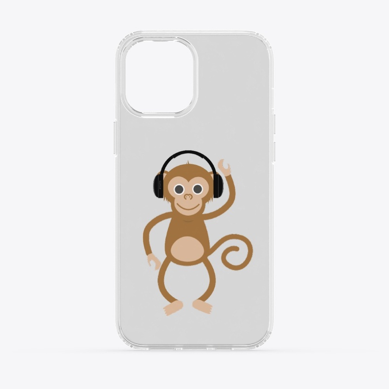 funny monkey with headphones