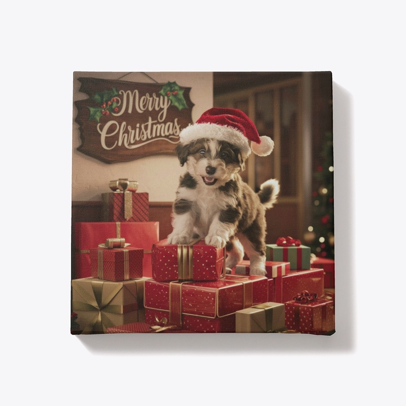 Christmas Canvas: Merry Christmas Puppy