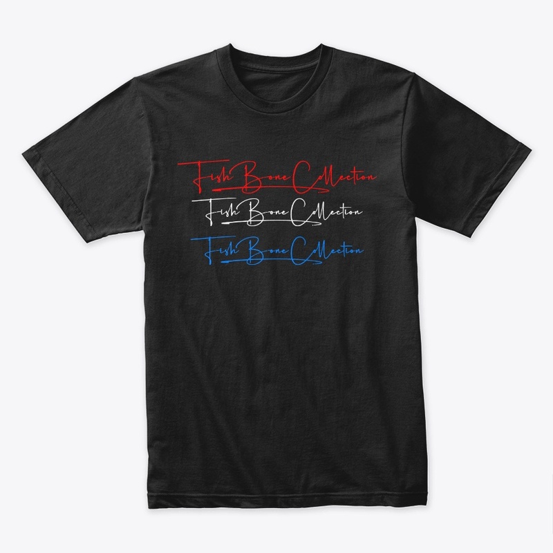 Fish Bone red white and blue