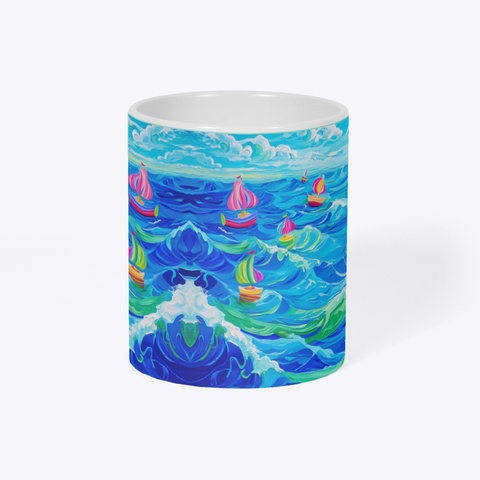 Ocean Waves Mug Mint T-Shirt Right