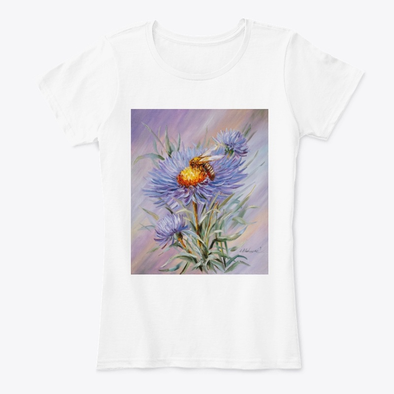 Purple Flower Bee Fine Summer Art Print