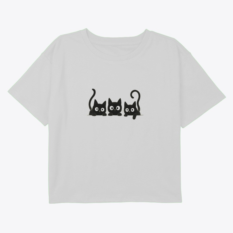 Curious Black Cats – Peeking Trio Tee