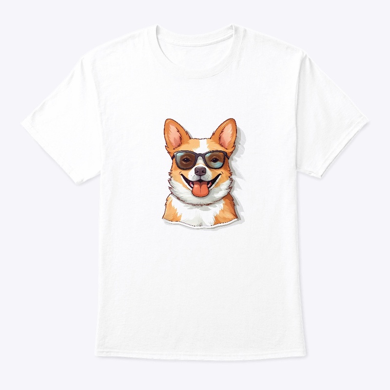 kawaii cute happy dog wearing sunglasses