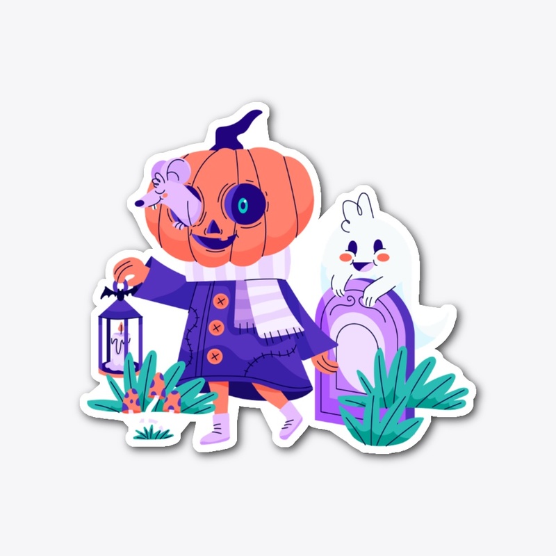 Halloween with Pumpkin and Ghost