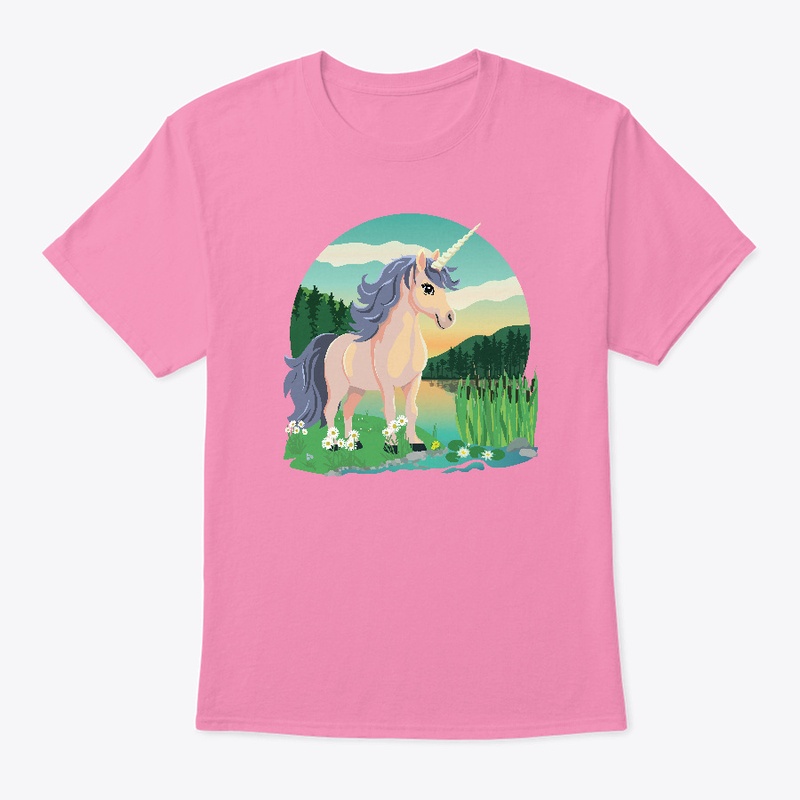 cute unicorn in a summer landscape