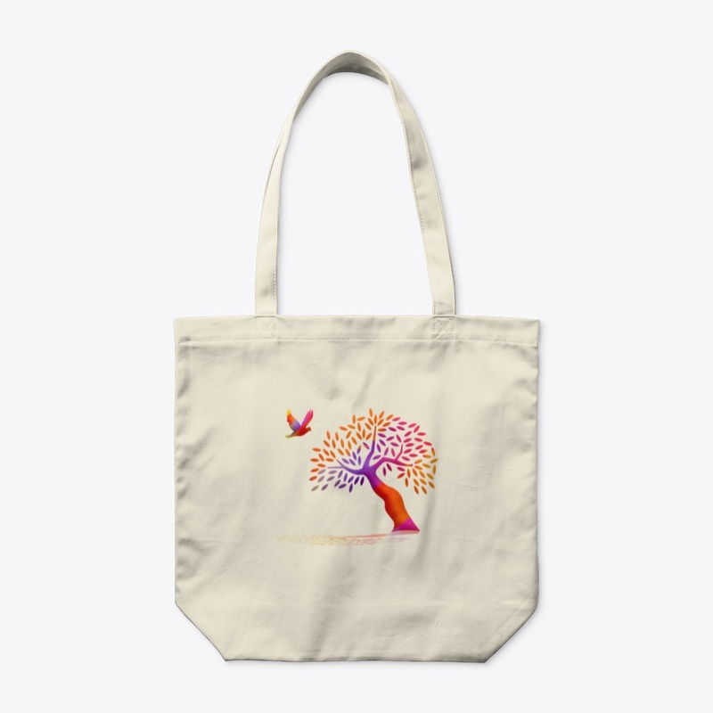 Rainbow trees and birds Organic Tote Bag