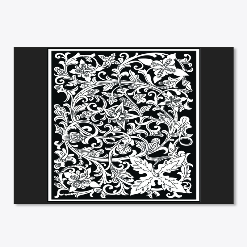 Black and white floral  pencil drawing