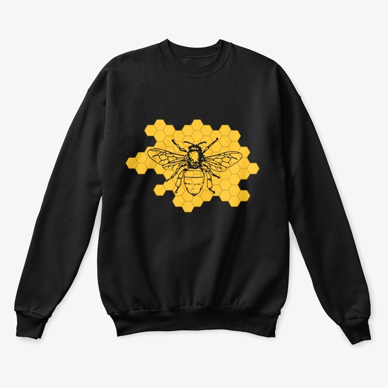 Black Bee on Yellow Honeycomb