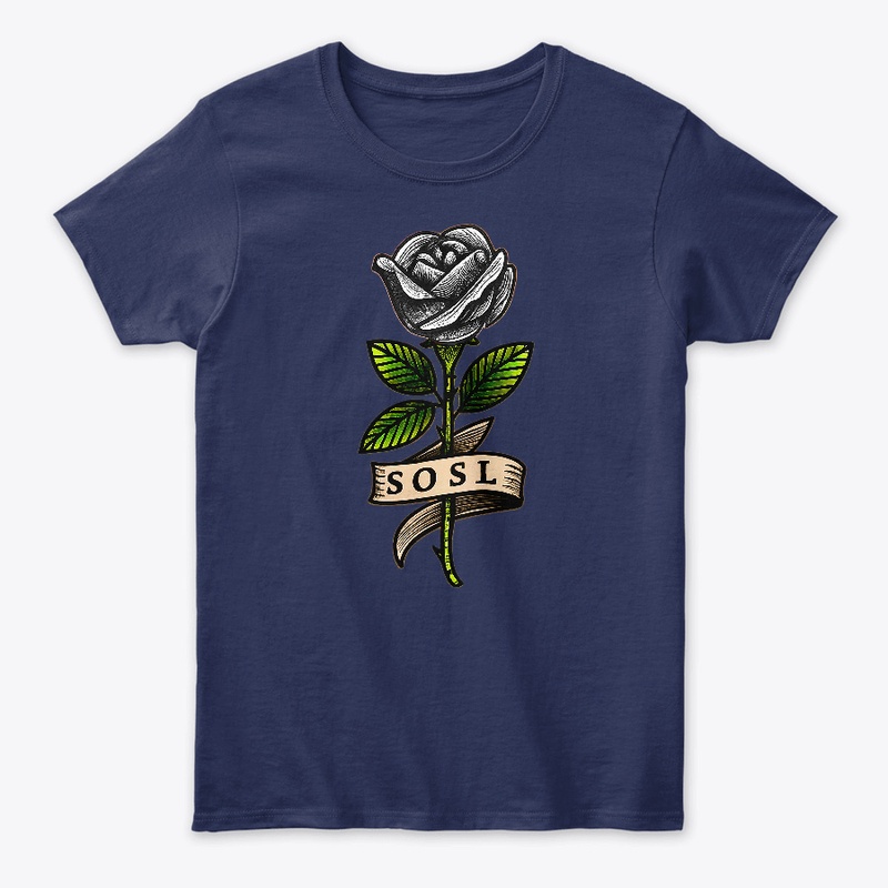 Single Rose womens T, full color white
