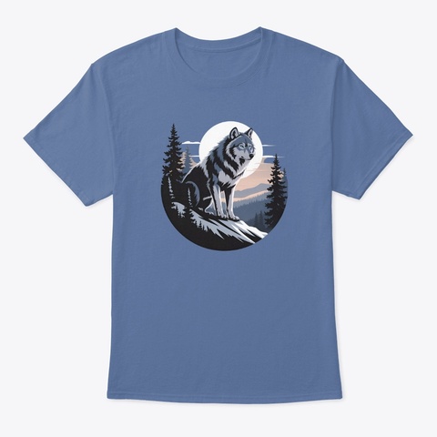 Wolf  Denim Blue T-Shirt Front
