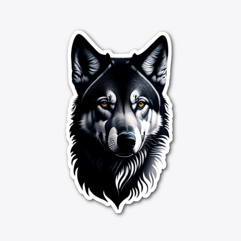 black and white wolf shirt design