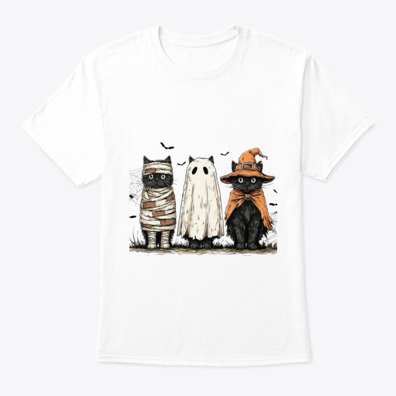 Cute Halloween Cats Mummy Ghost Witch