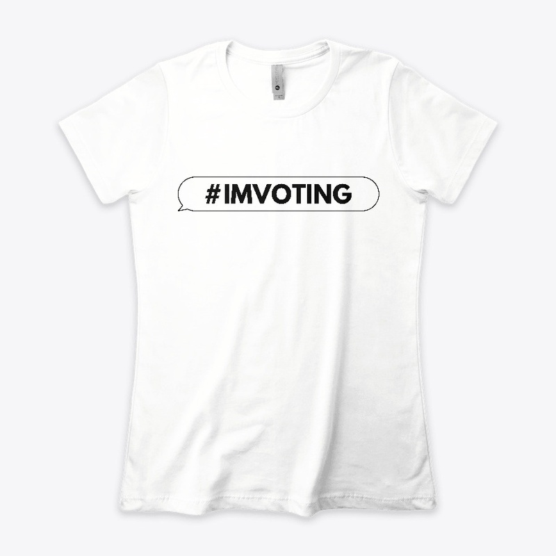 #IMVOTING, white bubble, black text