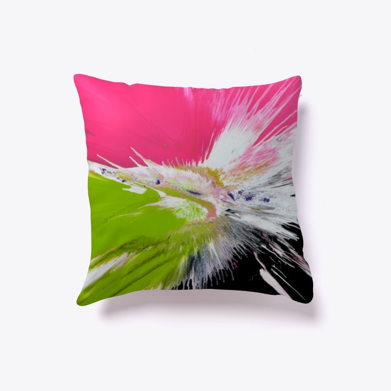 'Orchis' - pink and lime green pillow