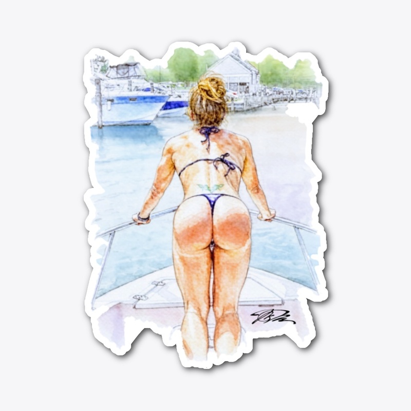 Blue thong riding the bow