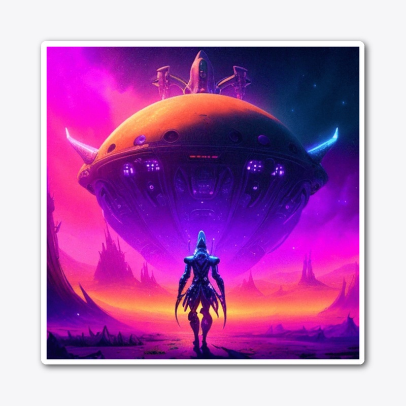 Alien and spaceship