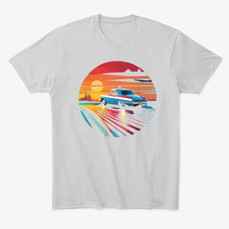 classic car sunset view t-shirt