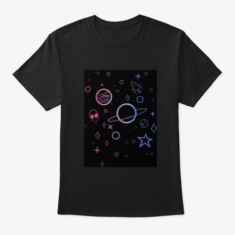Space Doodle—Bisexual Pride Black T-Shirt Front