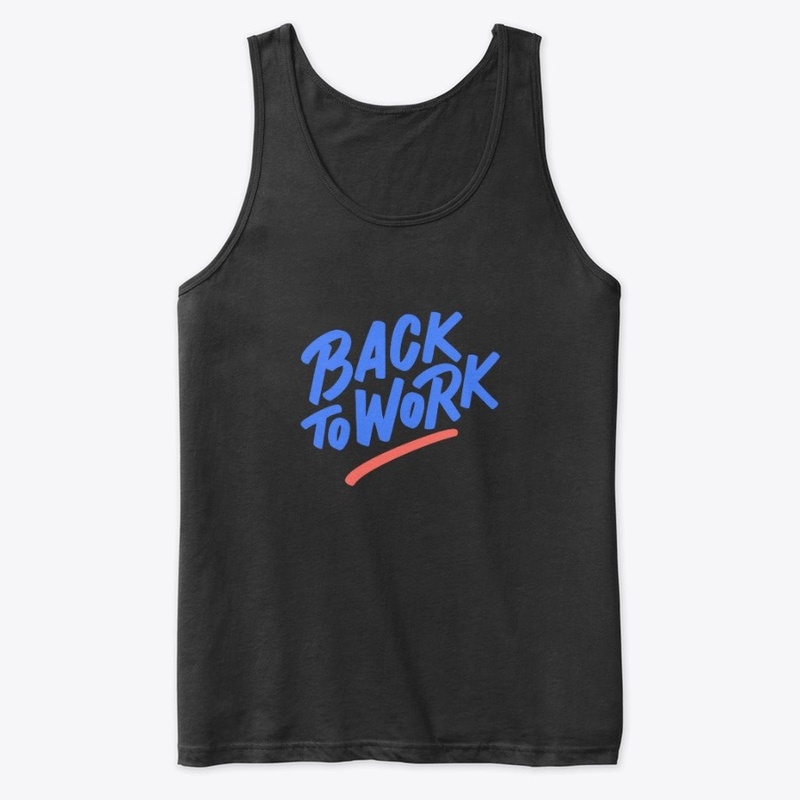 back to work text in blue color