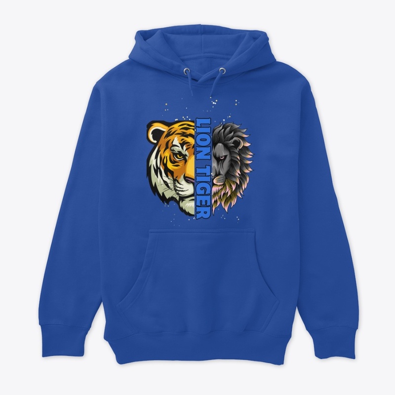 Lion Tiger Black Long Sleeve-Hoodie