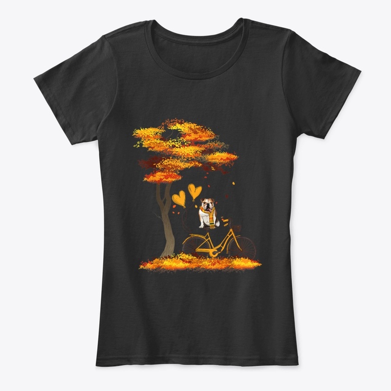 Maple Bulldog Bike Leaf Autumn Shirt