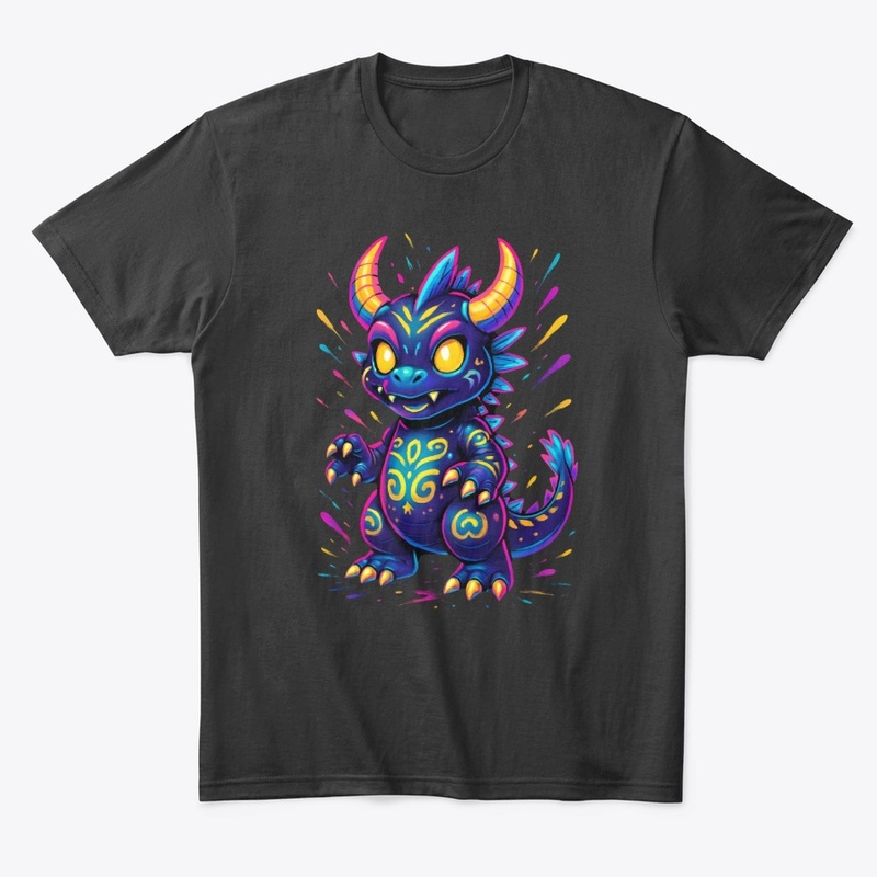 Neon Baby Dragon Fantasy Art