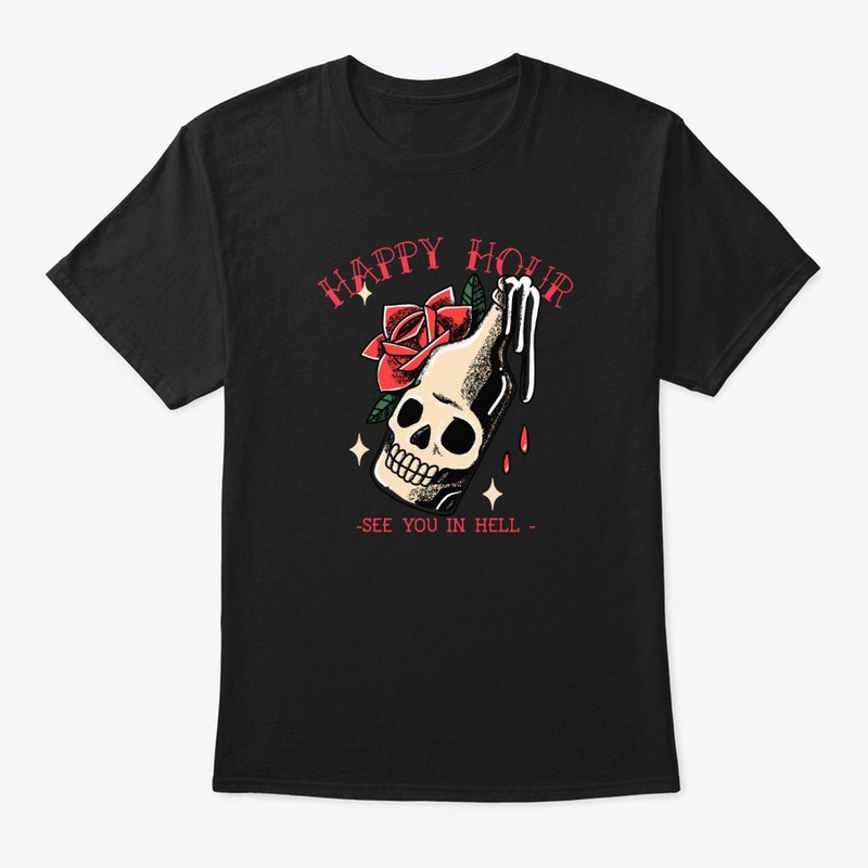 Skull, booze bottle, tattoo style