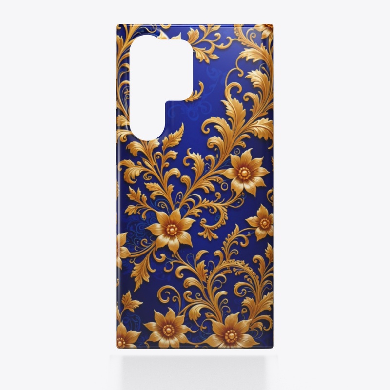 Regal Flourish: Lux Gold on Royal Blue