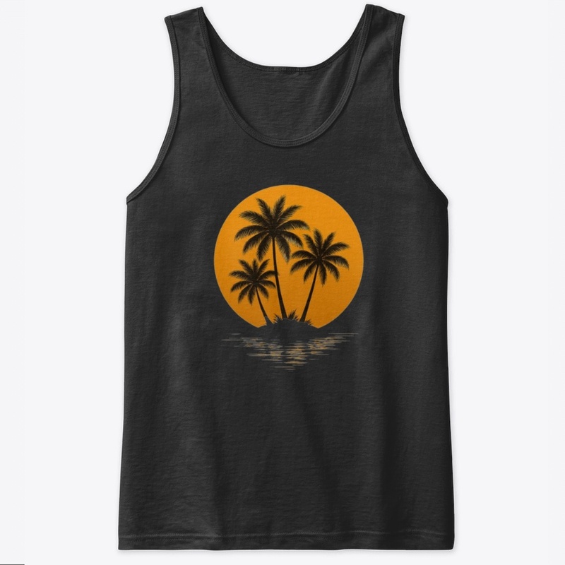 Palm trees island sunset 