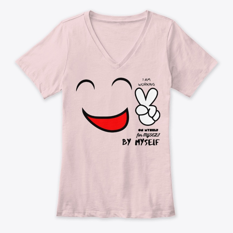 Women V-Neck Tee T-Shirt Positive Vibes