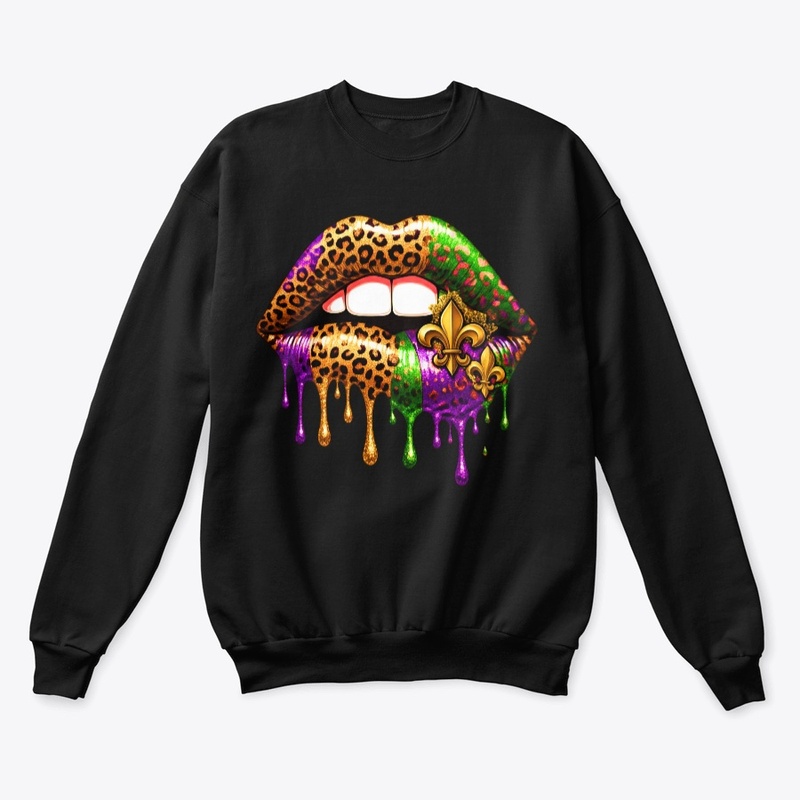  Leopard Print Mardi Gras Lips Drip Lip