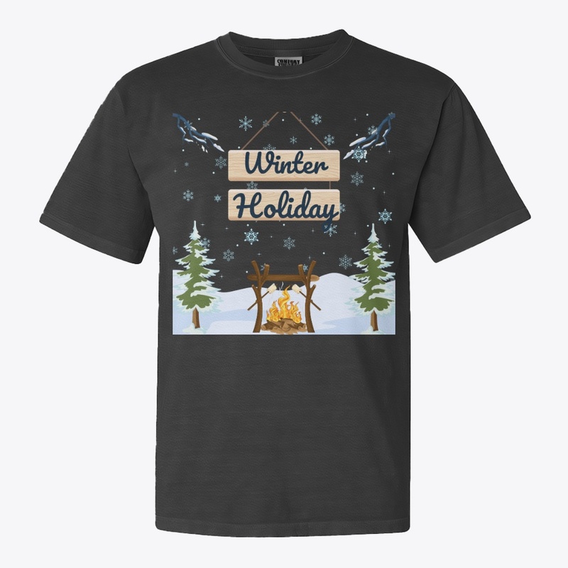 Cozy Winter Holiday Campfire Scene