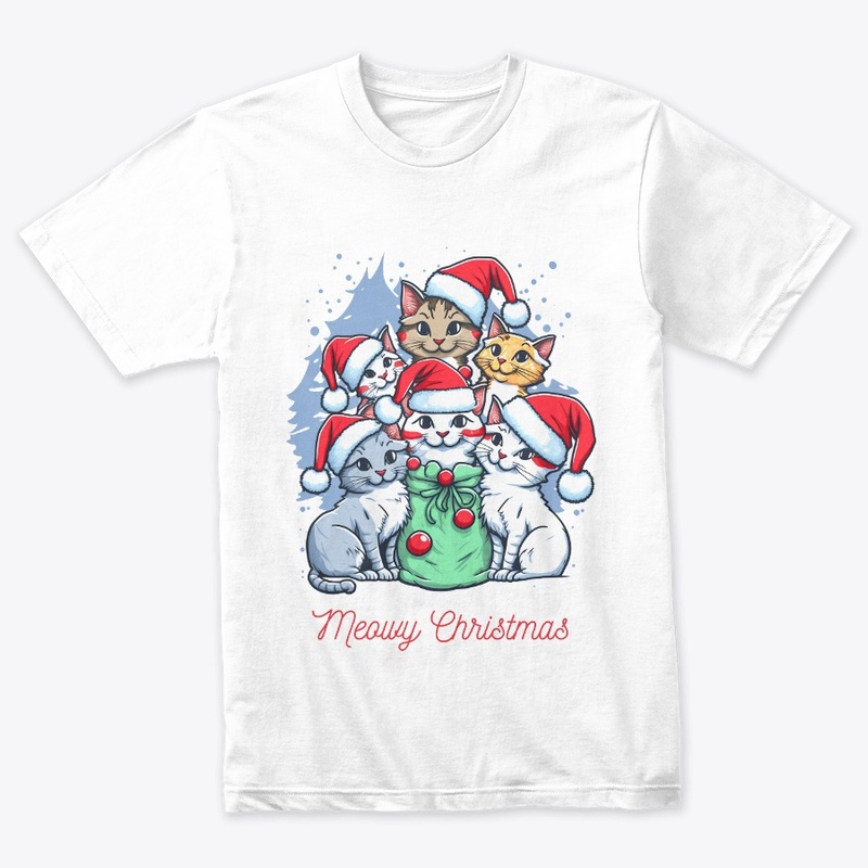 Cute Cat wishing Merry Christmas shirs