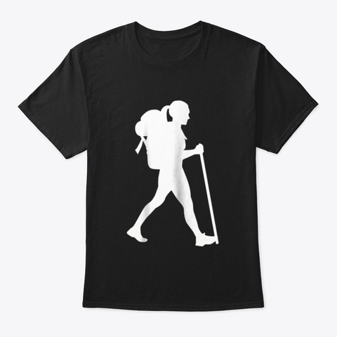 Hiking Woman Black T-Shirt Front